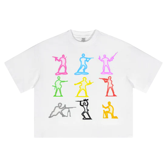 Toy Soldiers Cropped Boxy Streetwear Shirt Tee 280 GSM True To Size Classic Boxy Fit